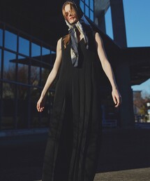 サロペット オールインワン プリーツ」に該当するブラック/黒色系の