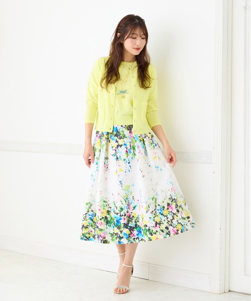 Rose Tiara（ローズティアラ）の「フローラルアートフレアスカート（スカート・レディース・オフホワイト/ブラック・46/42/38）」の3枚目の写真