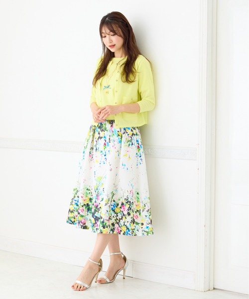 Rose Tiara（ローズティアラ）の「フローラルアートフレアスカート（スカート・レディース・オフホワイト/ブラック・46/42/38）」の4枚目の写真