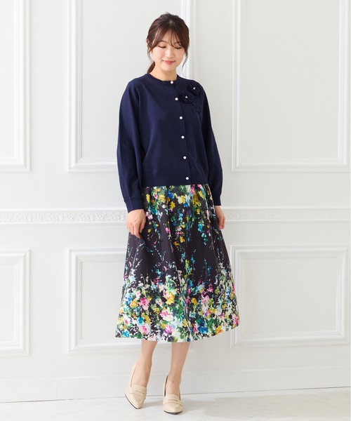 Rose Tiara（ローズティアラ）の「フローラルアートフレアスカート（スカート・レディース・オフホワイト/ブラック・46/42/38）」の8枚目の写真