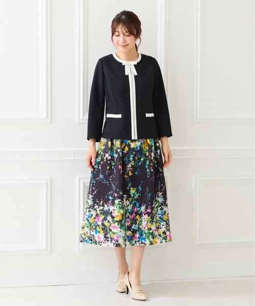 Rose Tiara（ローズティアラ）の「フローラルアートフレアスカート（スカート・レディース・オフホワイト/ブラック・46/42/38）」の5枚目の写真