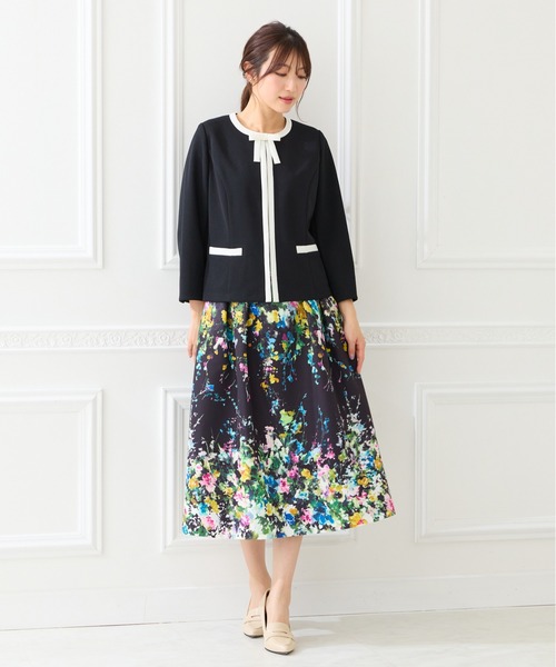 Rose Tiara（ローズティアラ）の「フローラルアートフレアスカート（スカート・レディース・オフホワイト/ブラック・46/42/38）」の7枚目の写真