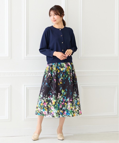 Rose Tiara（ローズティアラ）の「フローラルアートフレアスカート（スカート・レディース・オフホワイト/ブラック・46/42/38）」の10枚目の写真