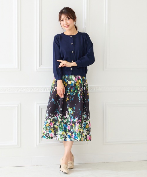 Rose Tiara（ローズティアラ）の「フローラルアートフレアスカート（スカート・レディース・オフホワイト/ブラック・46/42/38）」の11枚目の写真