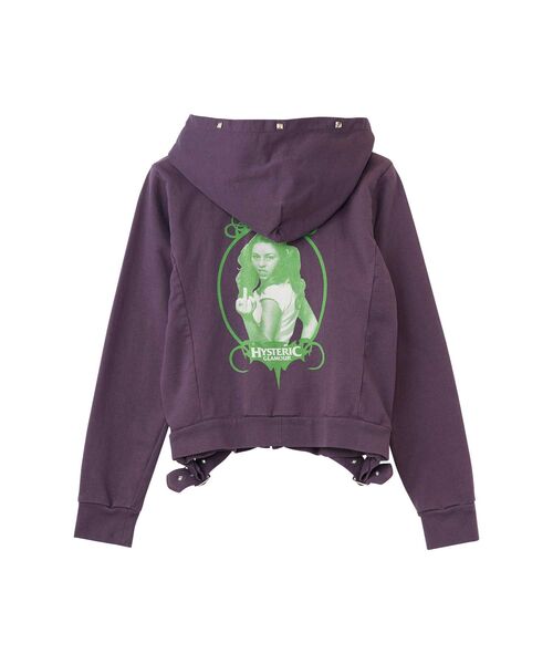 HYSTERIC GLAMOUR（ヒステリックグラマー）の「FINGER GIRL ショート丈パーカー（パーカー・レディース・ブラック/パープル/ベージュ・FREE）」の9枚目の写真