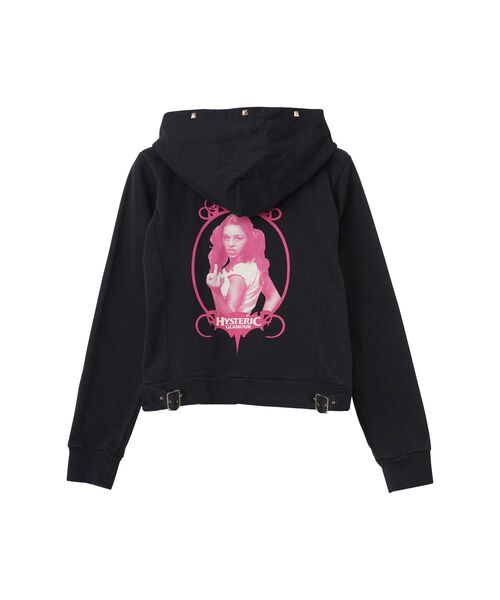HYSTERIC GLAMOUR（ヒステリックグラマー）の「FINGER GIRL ショート丈パーカー（パーカー・レディース・ブラック/パープル/ベージュ・FREE）」の13枚目の写真