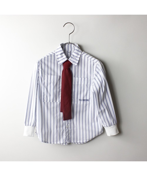maarook（マルーク）の「ブロードストライプネクタイ付きシャツ（シャツ/ブラウス・キッズ・ブルー・120cm/130cm/110cm）」の8枚目の写真