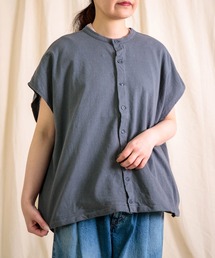 prit（プリット）の「[prit] 綿バガス和紙天竺 2way裾ヒモビッグポンチョカーデ（シャツ/ブラウス）」