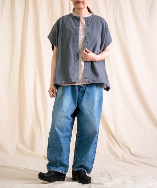 prit（プリット）の「[prit] 綿バガス和紙天竺 2way裾ヒモビッグポンチョカーデ（シャツ/ブラウス・レディース・オフホワイト/グレー/ブラック・FREE）」の5枚目の写真