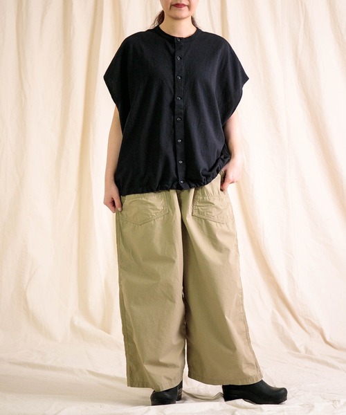 prit（プリット）の「[prit] 綿バガス和紙天竺 2way裾ヒモビッグポンチョカーデ（シャツ/ブラウス・レディース・オフホワイト/グレー/ブラック・FREE）」の14枚目の写真