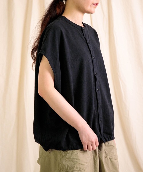 prit（プリット）の「[prit] 綿バガス和紙天竺 2way裾ヒモビッグポンチョカーデ（シャツ/ブラウス・レディース・オフホワイト/グレー/ブラック・FREE）」の13枚目の写真