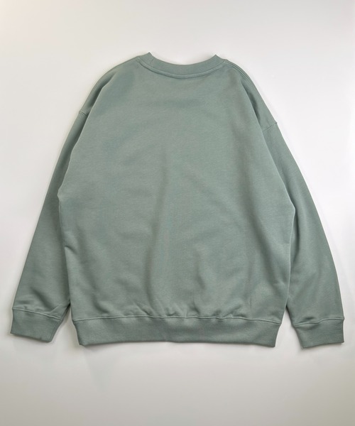 T-MAC キツネのぞき刺繍 オーバーサイズ 裏毛スウェット クルー