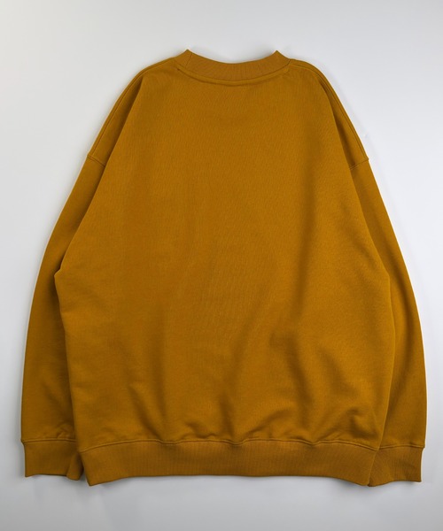 T-MAC キツネのぞき刺繍 オーバーサイズ 裏毛スウェット クルー