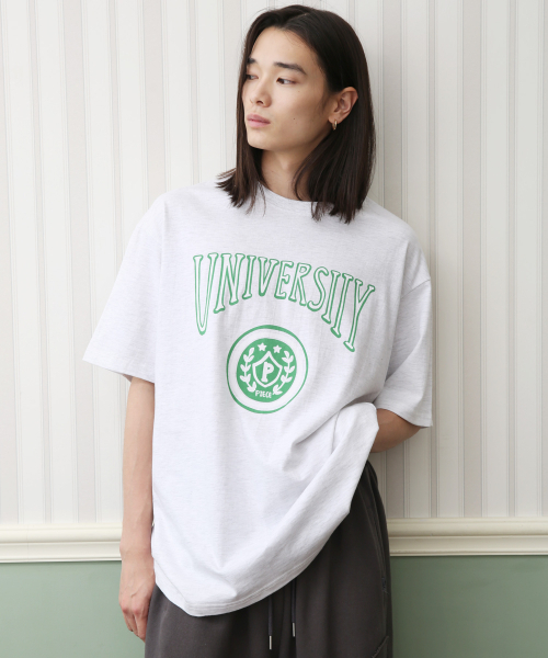 PIECEMAKER(ピースメーカー)の「VTG UNIVERSITY TEE (WHITE MELANGE)(Tシャツ/カットソー・レディース・その他・L/M)」の1枚目の写真