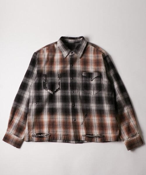 WHO'S WHO gallery（フーズフーギャラリー）の「【FromVintage】ダメージチェックシャツ（シャツ/ブラウス・メンズ・ブラック/ブルー・FREE）」の21枚目の写真