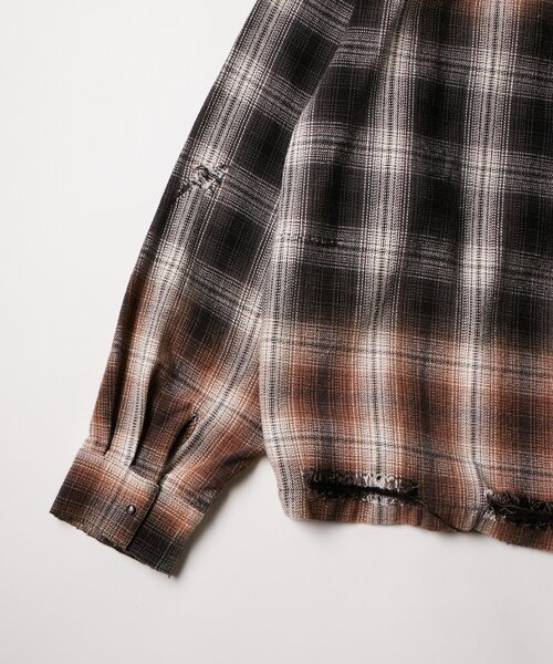 WHO'S WHO gallery（フーズフーギャラリー）の「【FromVintage】ダメージチェックシャツ（シャツ/ブラウス・メンズ・ブラック/ブルー・FREE）」の16枚目の写真