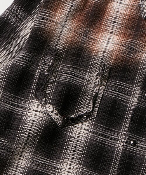 WHO'S WHO gallery（フーズフーギャラリー）の「【FromVintage】ダメージチェックシャツ（シャツ/ブラウス・メンズ・ブラック/ブルー・FREE）」の18枚目の写真