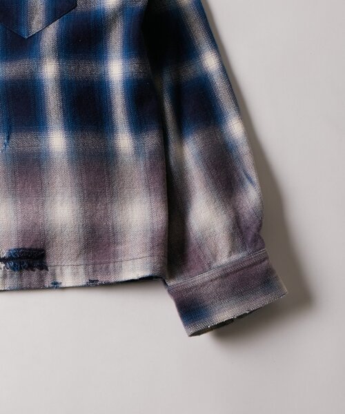 WHO'S WHO gallery（フーズフーギャラリー）の「【FromVintage】ダメージチェックシャツ（シャツ/ブラウス・メンズ・ブラック/ブルー・FREE）」の11枚目の写真