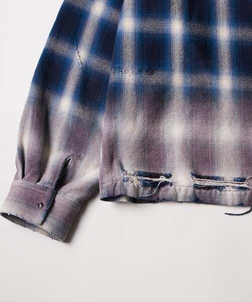 WHO'S WHO gallery（フーズフーギャラリー）の「【FromVintage】ダメージチェックシャツ（シャツ/ブラウス・メンズ・ブラック/ブルー・FREE）」の13枚目の写真