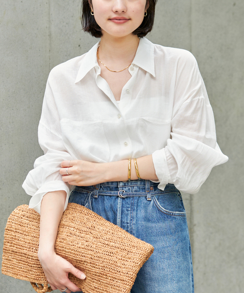 plage(プラージュ)の「《追加》RAMIE LYOCELL CROPPED シャツ(シャツ/ブラウス・レディース・ピンク/ホワイト・FREE)」の1枚目の写真