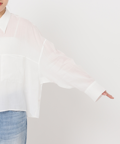 plage(プラージュ)の「《追加》RAMIE LYOCELL CROPPED シャツ(シャツ/ブラウス・レディース・ピンク/ホワイト・FREE)」の7枚目の写真