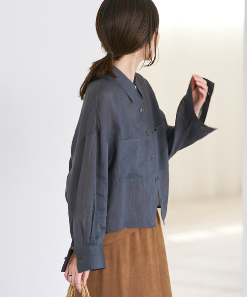 plage（プラージュ）の「《追加》RAMIE LYOCELL CROPPED シャツ（シャツ/ブラウス・レディース・ピンク/ホワイト・FREE）」の10枚目の写真