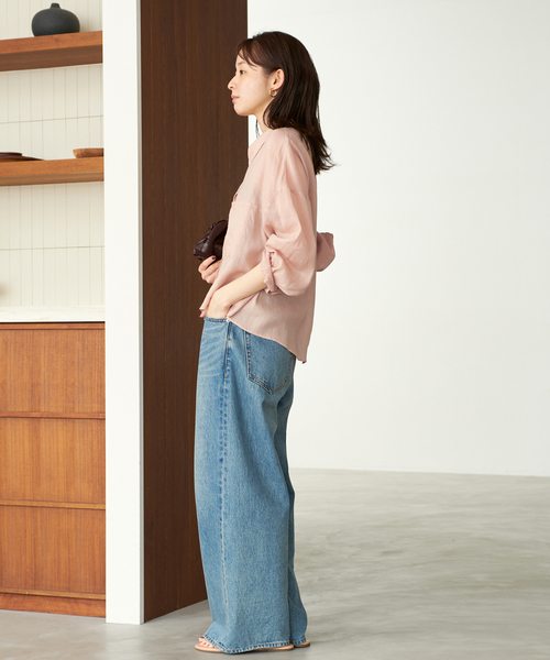 plage（プラージュ）の「《追加》RAMIE LYOCELL CROPPED シャツ（シャツ/ブラウス・レディース・ピンク/ホワイト・FREE）」の13枚目の写真