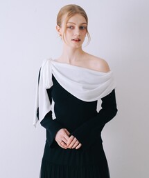 ワンショルダーリボン付きニット オフショル 2WAY 冬服