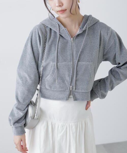 FREE'S MART（フリーズマート）の「Ｗジップベロアパーカー（Tシャツ/カットソー・レディース・グレー/ホワイト・FREE）」の5枚目の写真