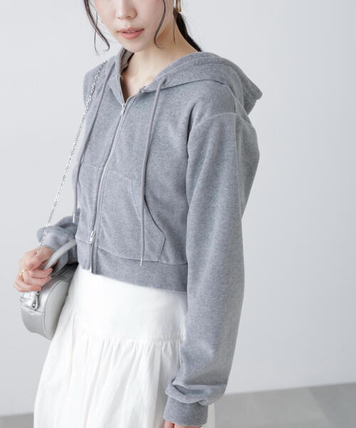 FREE'S MART（フリーズマート）の「Ｗジップベロアパーカー（Tシャツ/カットソー・レディース・グレー/ホワイト・FREE）」の6枚目の写真