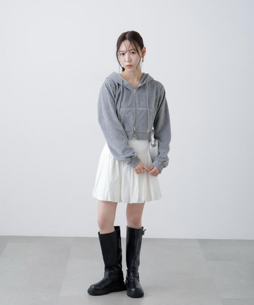 FREE'S MART（フリーズマート）の「Ｗジップベロアパーカー（Tシャツ/カットソー・レディース・グレー/ホワイト・FREE）」の9枚目の写真