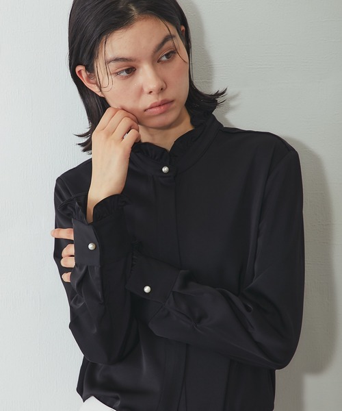 SMILE ORCHID(スマイルオーキッド)の「フリルブラウス(シャツ/ブラウス・レディース・ホワイト/ブラック・M)」の15枚目の写真