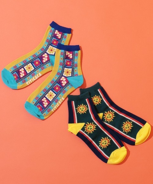 チチカカ（チチカカ）の「フェスティバルモチーフソックス（ソックス/靴下・レディース・イエロー/ネイビー・FREE）」の3枚目の写真