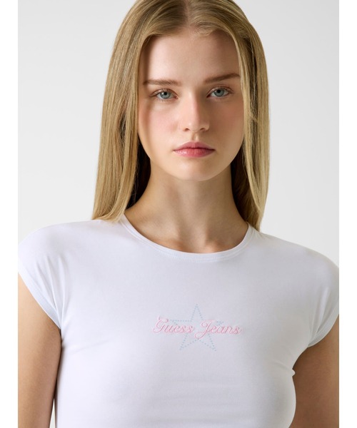 GUESS JEANS(ゲスジーンズ)の「GUESS JEANS Short Sleeves Raglan Star Baby Tee Tシャツ(Tシャツ/カットソー・レディース・ホワイト/ブラック・LARGE/MEDIUM/SMALL/X-SMALL)」の4枚目の写真