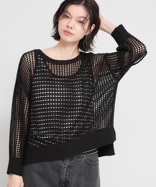 THE SHOP TK (ザ ショップ ティーケー )の「メッシュニットプルオーバー(ニット/セーター・レディース・ブラウン系その他/ブラック/ナチュラル・99)」の2枚目の写真