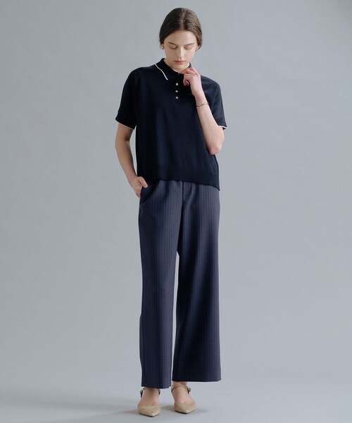 J.PRESS（ジェイプレス）の「DRY COTTON ポロ ニット（ニット/セーター・レディース・アイボリー系/ネイビー系1/サックスブルー系/ネイビー系・LARGE/MEDIUM）」の6枚目の写真