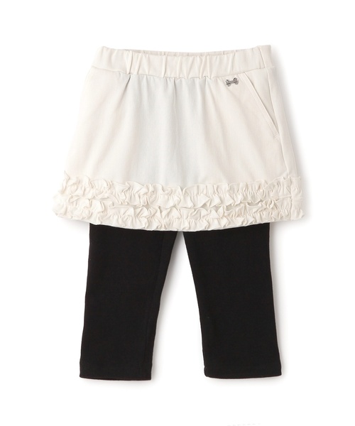 petit main（プティマイン）の「裾フリルレギンスつきスカート（レギンス/スパッツ・キッズ・ブルー/ライトピンク/アイボリー/ストライプ・130cm/100cm/110cm/120cm/90cm/80ｃｍ）」の2枚目の写真