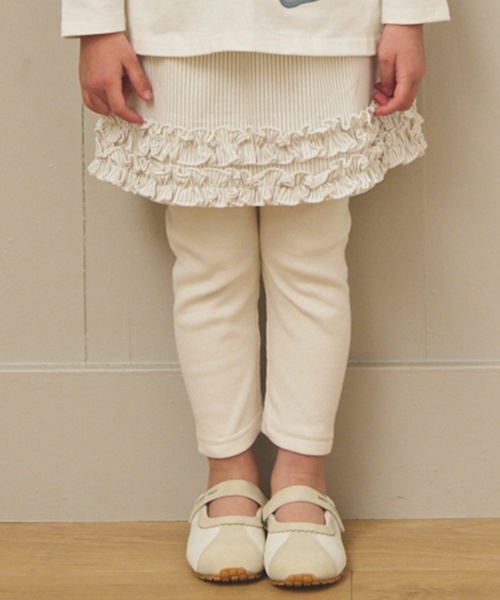 petit main（プティマイン）の「裾フリルレギンスつきスカート（レギンス/スパッツ・キッズ・ブルー/ライトピンク/アイボリー/ストライプ・130cm/100cm/110cm/120cm/90cm/80ｃｍ）」の6枚目の写真