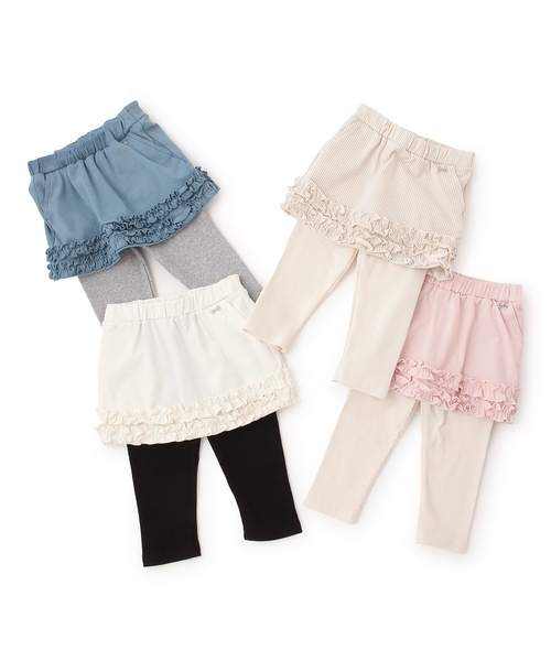 petit main（プティマイン）の「裾フリルレギンスつきスカート（レギンス/スパッツ・キッズ・ブルー/ライトピンク/アイボリー/ストライプ・130cm/100cm/110cm/120cm/90cm/80ｃｍ）」の15枚目の写真