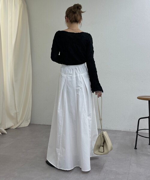 CAPRICIEUX LE'MAGE（カプリシューレマージュ）の「【低身長サイズあり】切替コットンフレアスカート（スカート・レディース・ブラック/ホワイト・PS/38/36）」の4枚目の写真