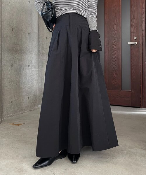 CAPRICIEUX LE'MAGE（カプリシューレマージュ）の「【低身長サイズあり】切替コットンフレアスカート（スカート・レディース・ブラック/ホワイト・PS/38/36）」の5枚目の写真