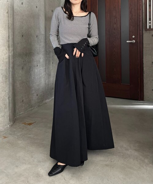 CAPRICIEUX LE'MAGE（カプリシューレマージュ）の「【低身長サイズあり】切替コットンフレアスカート（スカート・レディース・ブラック/ホワイト・PS/38/36）」の6枚目の写真