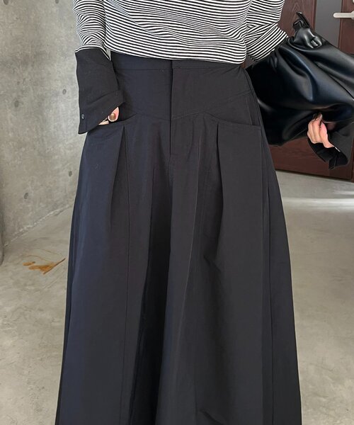 CAPRICIEUX LE'MAGE（カプリシューレマージュ）の「【低身長サイズあり】切替コットンフレアスカート（スカート・レディース・ブラック/ホワイト・PS/38/36）」の7枚目の写真