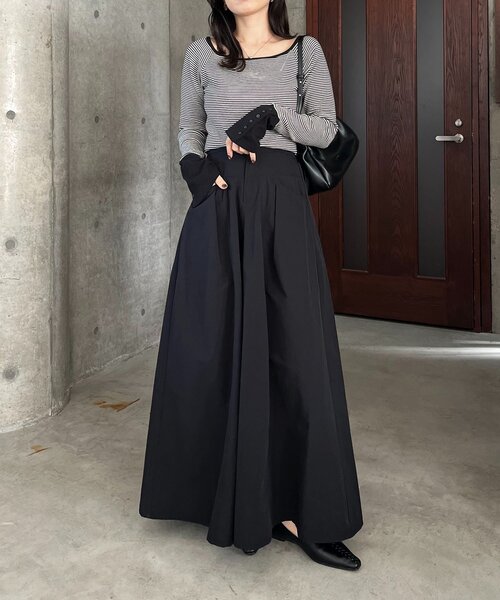 CAPRICIEUX LE'MAGE（カプリシューレマージュ）の「【低身長サイズあり】切替コットンフレアスカート（スカート・レディース・ブラック/ホワイト・PS/38/36）」の11枚目の写真