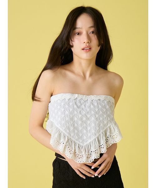 LILYBROWN リリーブラウン カップインレースベアトップス 白 カップインレースベアトップス（Tシャツ/カットソー）｜LILY BROWN