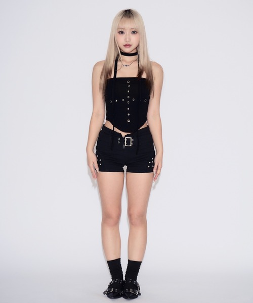 tinkerend(ティンカーエンド)の「Studded Hole Tube Top / スタッズホールチューブトップ カップ付(チューブトップ・レディース・ホワイト/ブラック・FREE)」の8枚目の写真