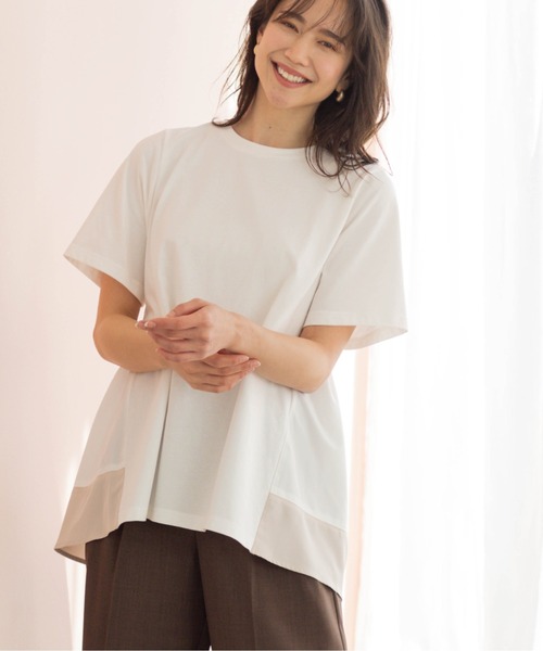 SHOO・LA・RUE(シューラルー)の「バックギャザーペプラムTシャツ(Tシャツ/カットソー・レディース・ベージュ系4/ブラック/ホワイト系5・00)」の4枚目の写真
