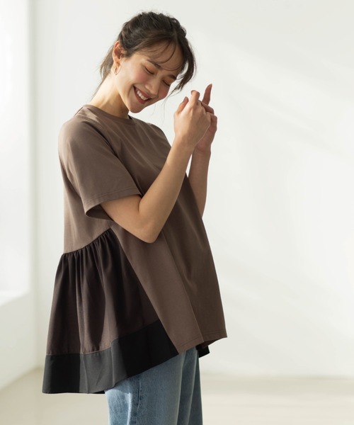 SHOO・LA・RUE(シューラルー)の「バックギャザーペプラムTシャツ(Tシャツ/カットソー・レディース・ベージュ系4/ブラック/ホワイト系5・00)」の19枚目の写真