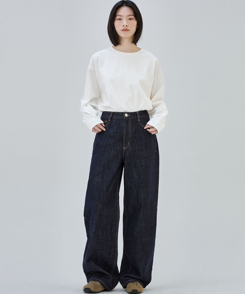 MALOUPE（マロップ）の「9156 カーブドバレルデニムパンツ (ダークインディゴ)（デニムパンツ・レディース・その他・26/28/30）」の7枚目の写真