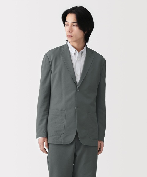 無印良品(ムジルシリョウヒン)の「紳士 風を通すストレッチサッカージャケット(その他アウター・メンズ・ダークネイビー/ブラック/グレー系・S/M/L/XL)」の1枚目の写真